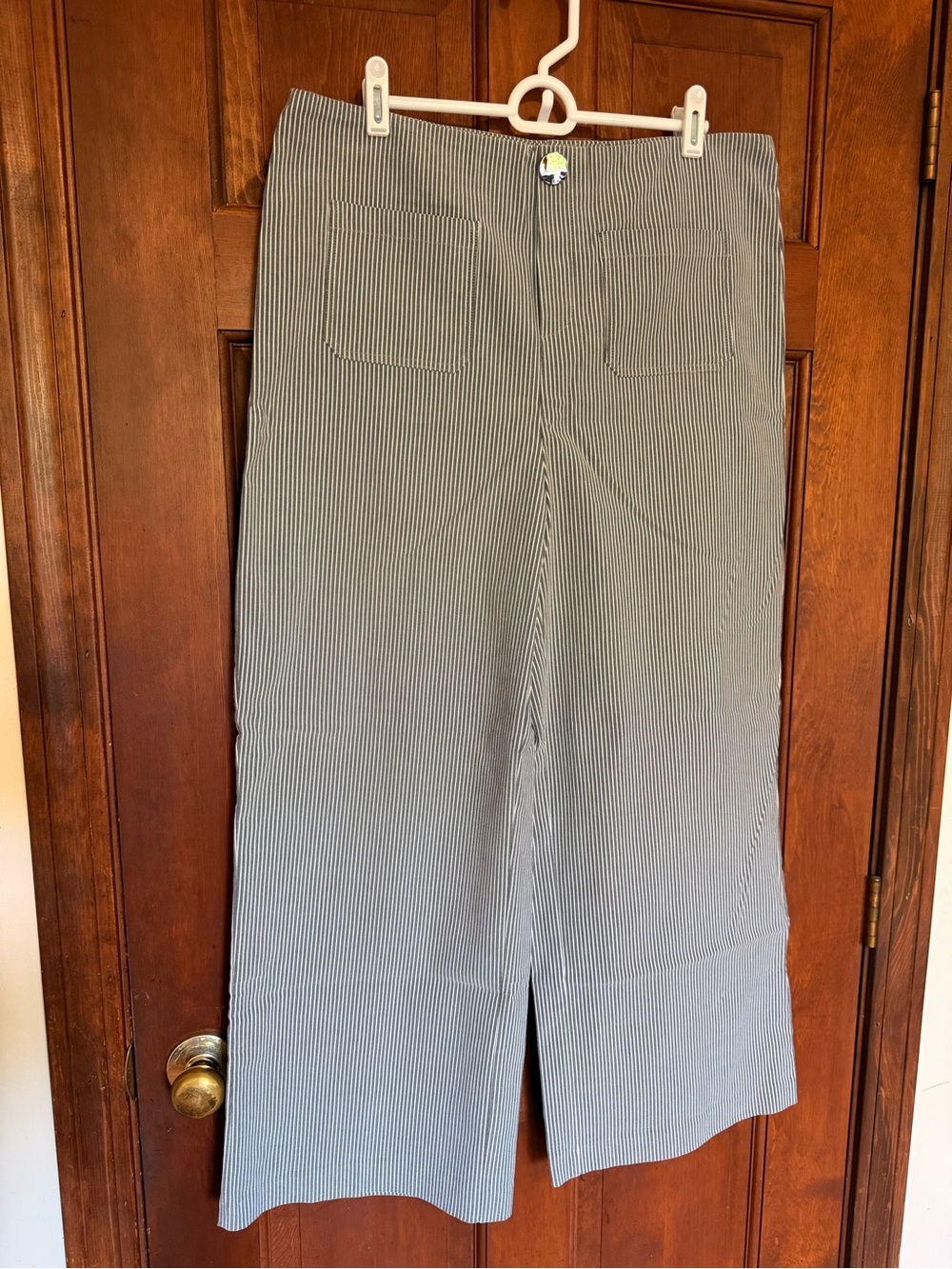 Jules & Leopold Pinstripe Wide Leg Crop Pants L Gray White